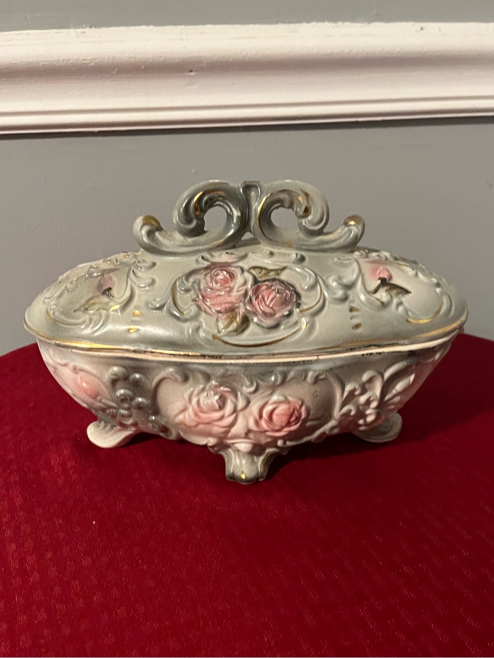 🩷 Antique WALES Made in Japan Large Trinket/Jewelry Ceramic Box